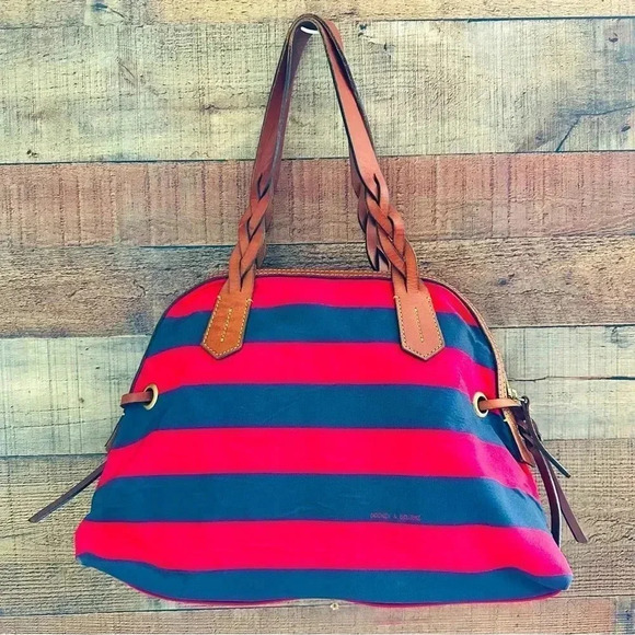 Dooney & Bourne Nylon Doomed Striped Satchel Shoulder Bag - Picture 2 of 13
